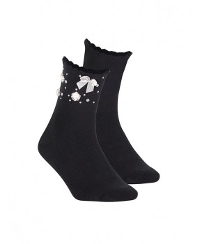 Женские носки WOLA с аппликацией W010, черные