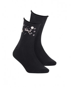 Женские носки WOLA с аппликацией W011, черные