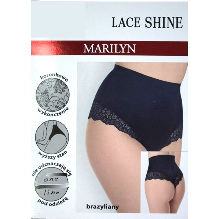 Бразильські чорні трусики Marilyn Lace Shine, розмір S/M