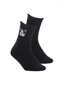 Женские носки WOLA с аппликацией W005, черные