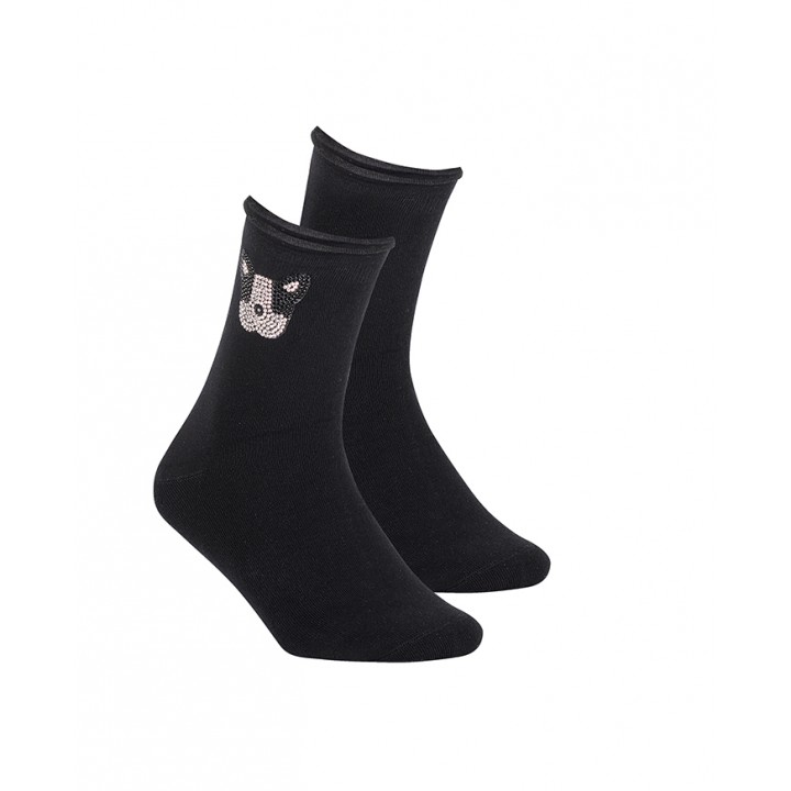 Женские носки WOLA с аппликацией W005, черные