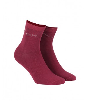 Женские носки WOLA с узором из люрекса, модель W995, красные.