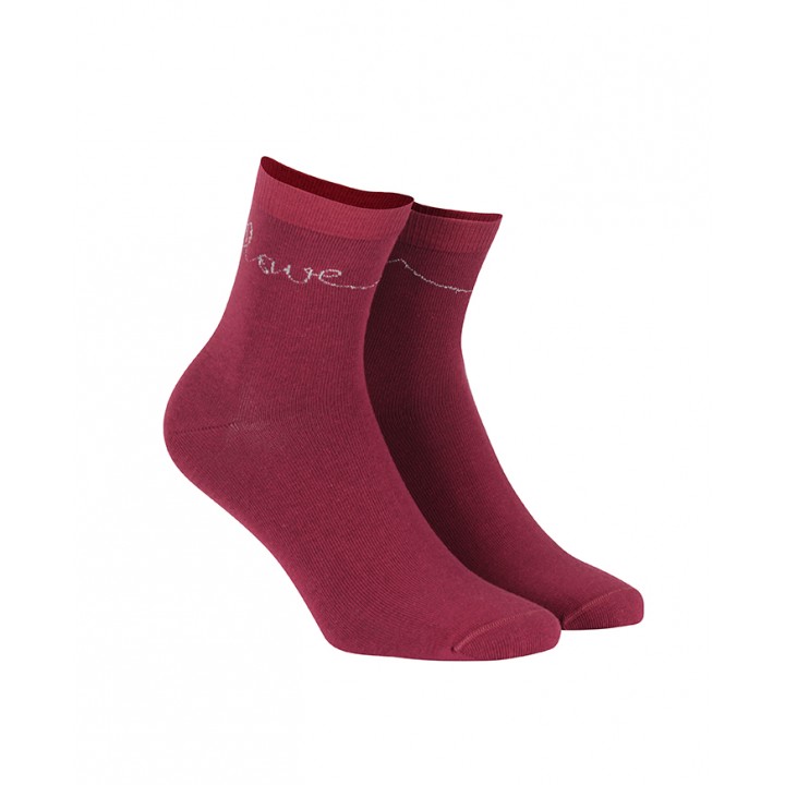 Женские носки WOLA с узором из люрекса, модель W995, красные.