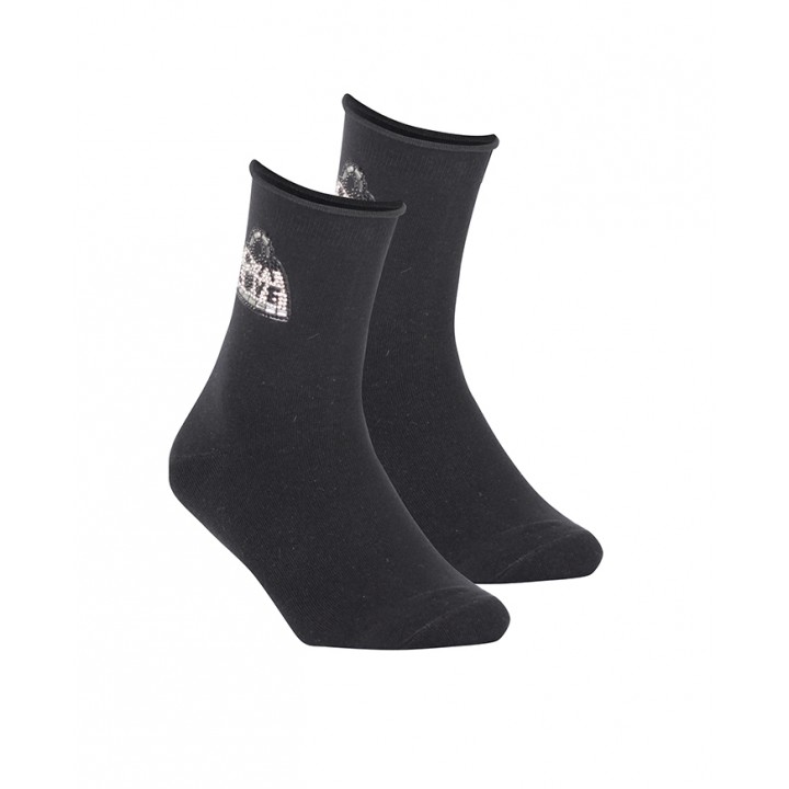 Женские носки WOLA с аппликацией W006, черные