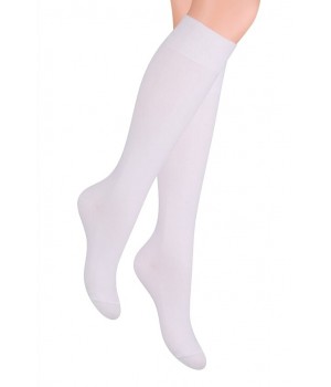 Женские гольфы до колена Steven 072, белые, размеры 38-40
