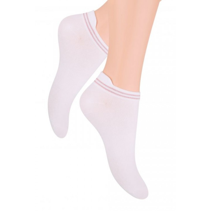 Носки Steven 091 38-40 белые - розовые