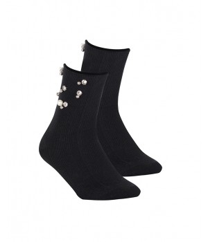 ЖІНОЧІ ШКАРПЕТКИ WOLA З АПЛІКАЦІЄЮ W002 ЧОРНІ