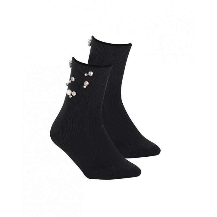 ЖІНОЧІ ШКАРПЕТКИ WOLA З АПЛІКАЦІЄЮ W002 ЧОРНІ