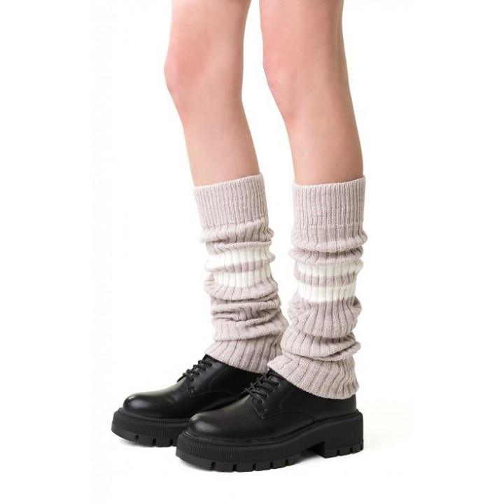 Леггинсы Steven 068 в полоску, бежево-кремовые