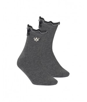 Женские носки WOLA с аппликацией W012, серые.