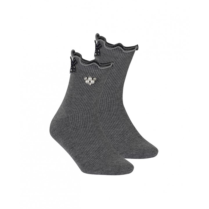 Женские носки WOLA с аппликацией W012, серые.