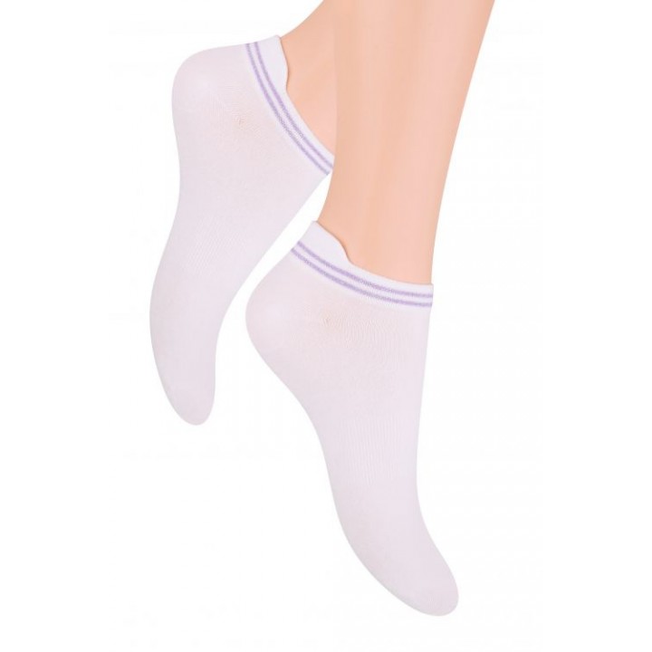 Носки Steven 091 38-40 белые - фиолетовые