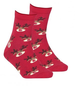 Женские рождественские носки WOLA WZ 835, размер 36-38, красные.