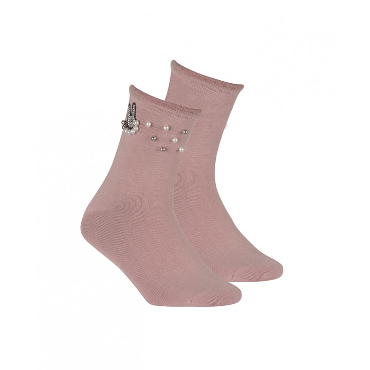 Женские носки WOLA с аппликацией W007, розовые
