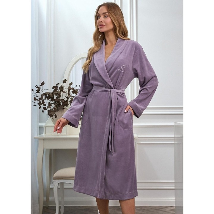 Женский банный халат L&L 2620, длинный, аметистовый /3XL