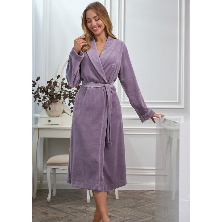 Женский банный халат L&L 2620, длинный аметист /M
