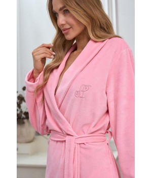 Женский банный халат L&L 2620, длинный, абрикосовый /M
