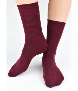 Носки NOVITI SB177-M-07, ребристые, бордовые, размеры 43-46