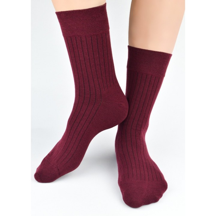 Носки NOVITI SB177-M-07, ребристые, бордовые, размеры 43-46