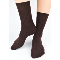 Носки NOVITI SB177-M-03, коричневые, в рубчик, размеры 43-46
