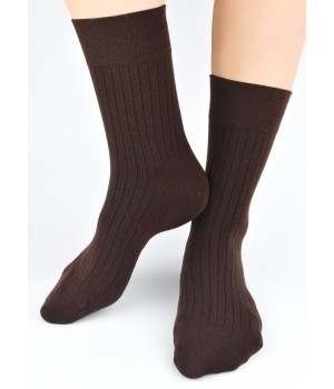 Носки NOVITI SB177-M-03, коричневые, в рубчик, размеры 43-46