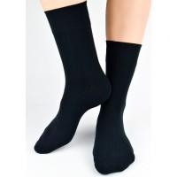 Носки NOVITI SB177-M-01, черные, в рубчик, размеры 39-42