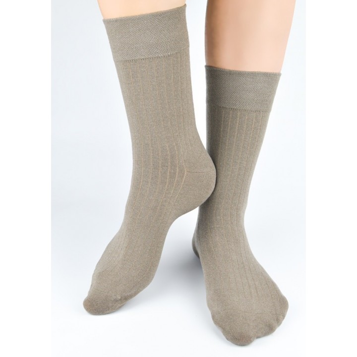 Носки NOVITI SB177-M-08, ребристые, бежевые, размеры 43-46