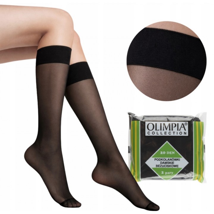 Высокие носки OLIMPIA, 20 ден, черные.