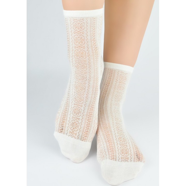 SKARPETY NOVITI SB167-W-01 JEDWAB ECRU 36-41