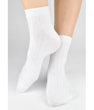 Носки NOVITI SB164-M-02, хлопковые, белые, размеры 43-46