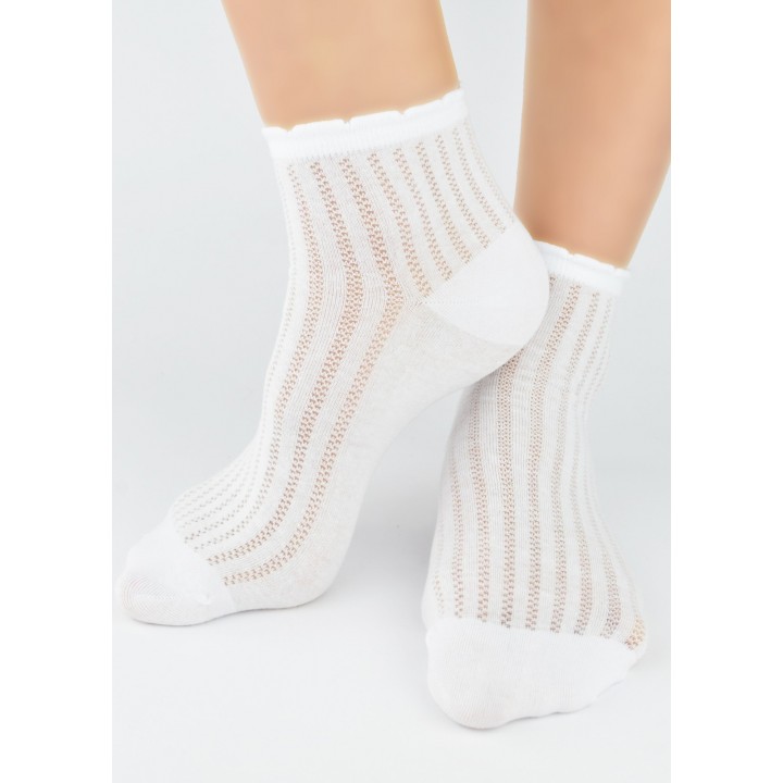 SKARPETY NOVITI SB120-G-01 ŻAKARD BIAŁE 39-42