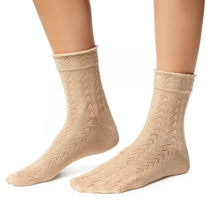 SKARPETY STEVEN 205 AŻUR BEŻ 35-37