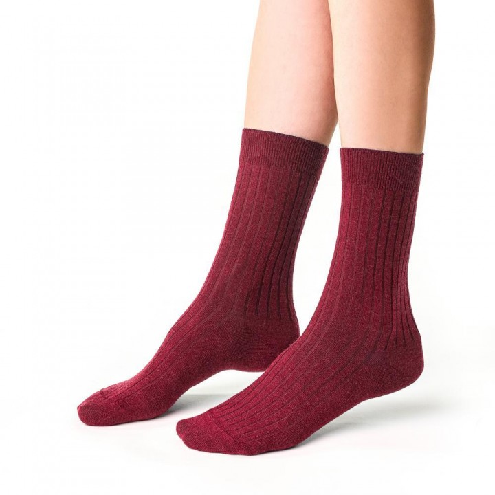 SKARPETY STEVEN 130 WEŁNA BEZUCISKOWE DAM BORDO 38-40