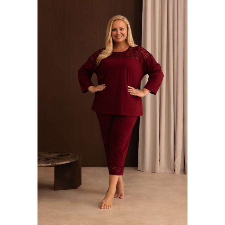 PIŻAMA REGINA DAMSKA 4014 BORDO /3XL