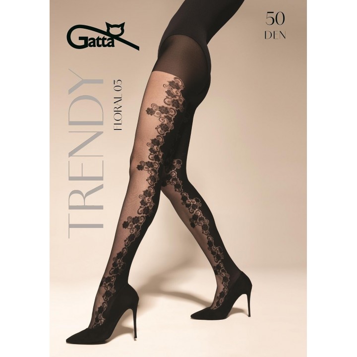 RAJSTOPY GATTA FLORAL 50 WZ 03 NERO /2