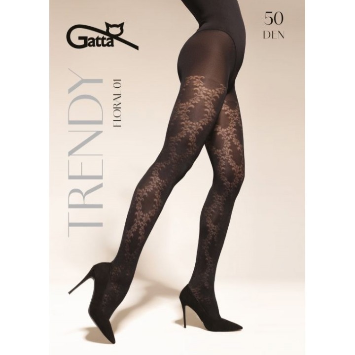 RAJSTOPY GATTA FLORAL 50 WZ 01 NERO /3