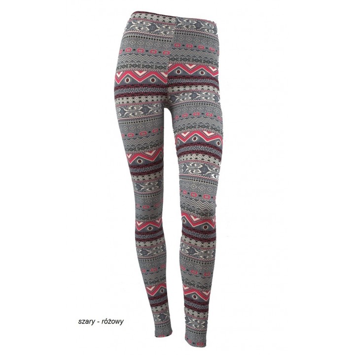 LEGGINSY SESTO SENSO MEGAN 091 S szary - różowy